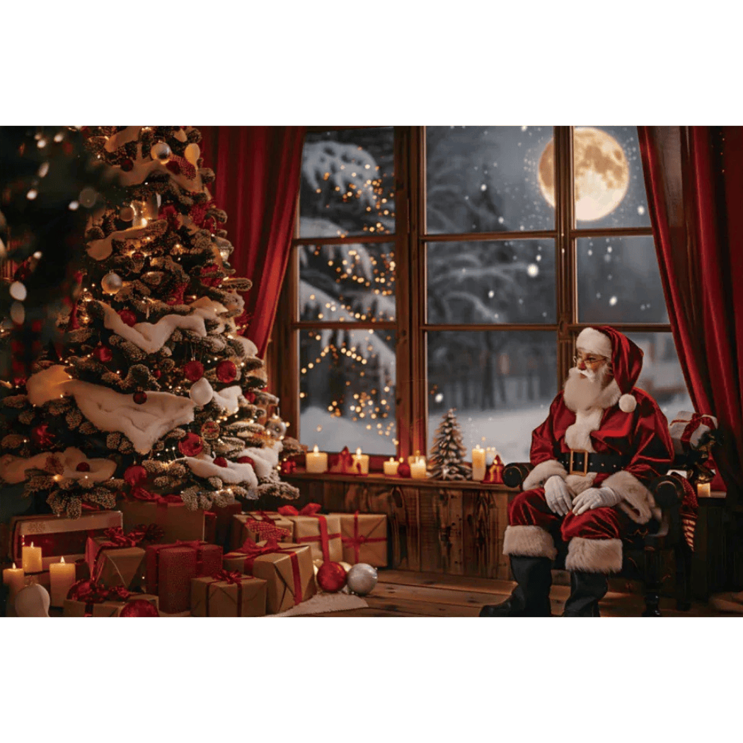 Fundo Decorativo de Natal Instalação Rápida e Fácil Papai Noel