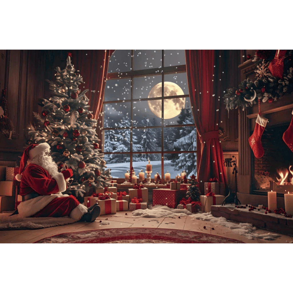 Fundo Decorativo de Natal Instalação Rápida e Fácil Papai Noel