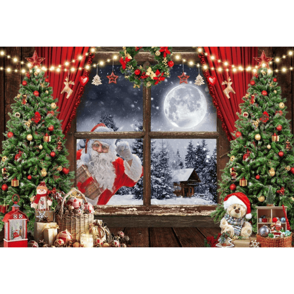 Fundo Decorativo de Natal Instalação Rápida e Fácil Papai Noel