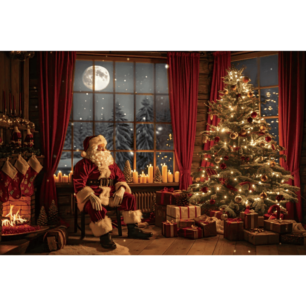 Fundo Decorativo de Natal Instalação Rápida e Fácil Papai Noel