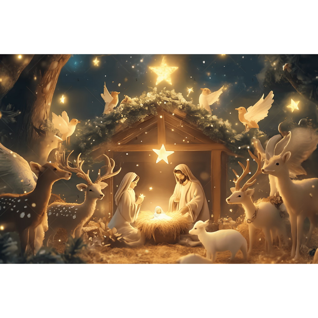 Fundo Decorativo de Natal Presépio