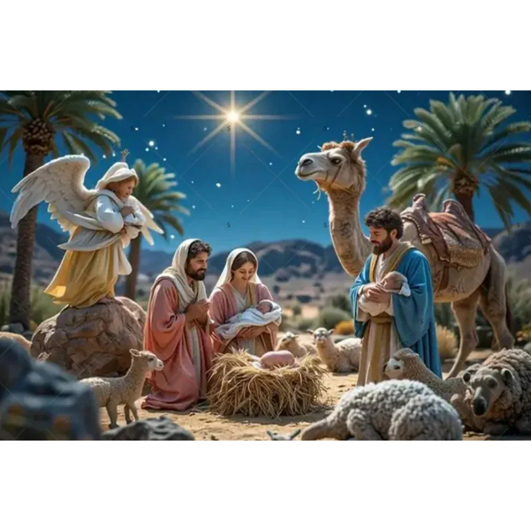 Fundo Decorativo de Natal Presépio