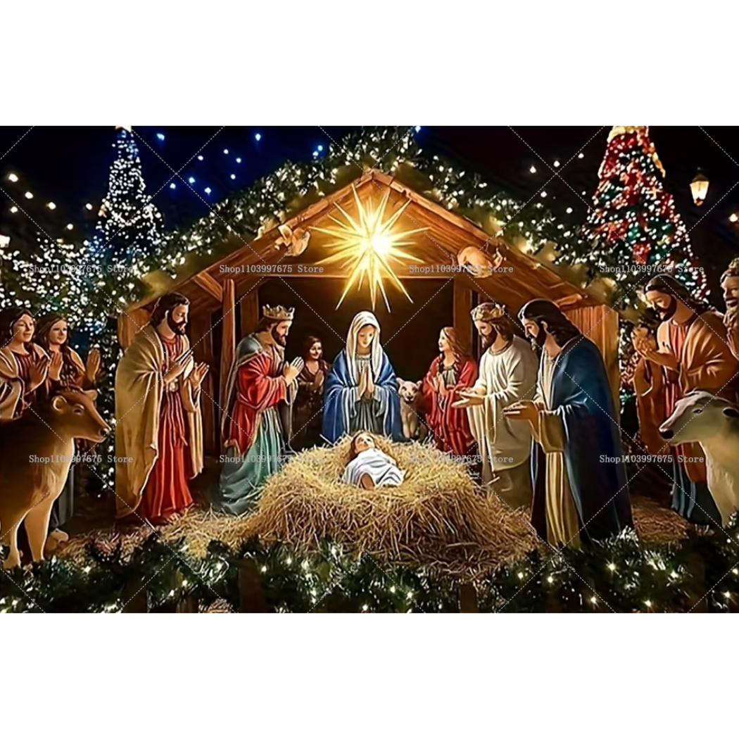 Fundo Decorativo de Natal Presépio