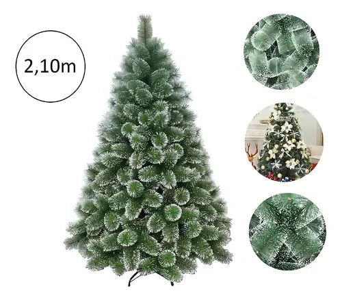 Árvore Pinheiro De Natal Luxo 2,10m Com Floco de Neve