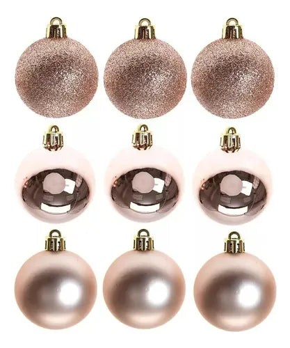 Kit 9 Bolas De Natal Fosca Lisa Glitter Enfeite 6cm