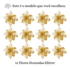 Kit 12 Flores Enfeite Natal P/ Árvore Decoração Artificial
