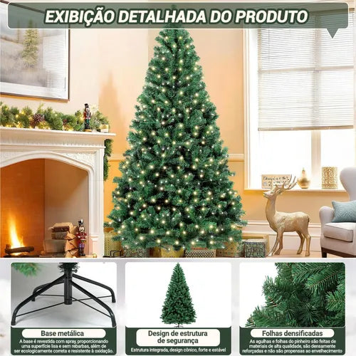 Arvore De Natal Luxo Grande 210 Cm 1000 Galhos Decoração