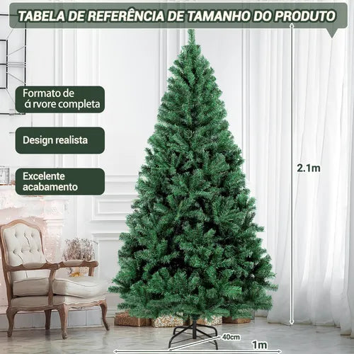 Arvore De Natal Luxo Grande 210 Cm 1000 Galhos Decoração