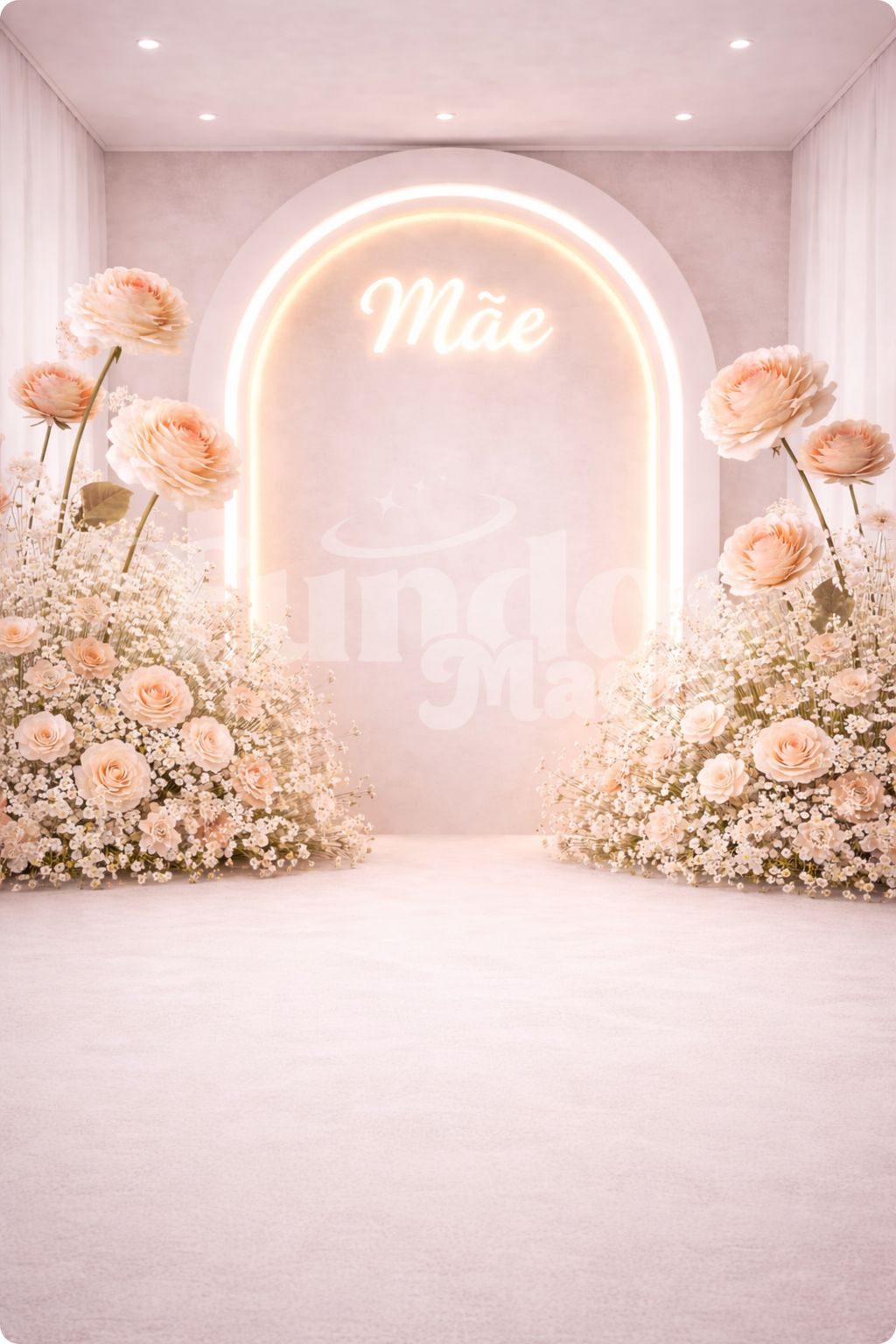 Fundo Decorativo Dia das Mães Arco Iluminado Floral