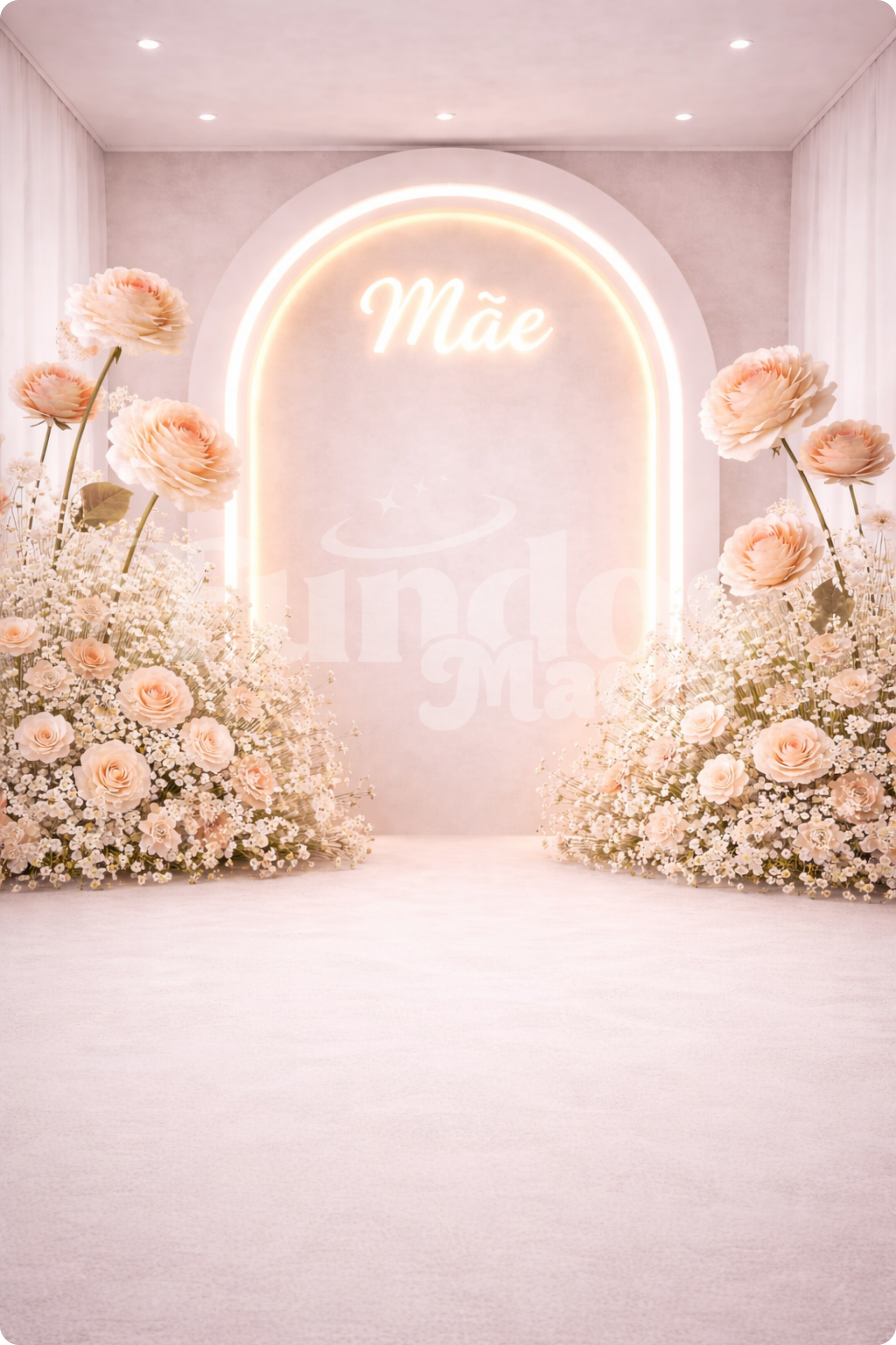 Fundo Decorativo Dia das Mães Arco Iluminado Floral
