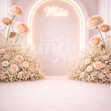 Fundo Decorativo Dia das Mães Arco Iluminado Floral