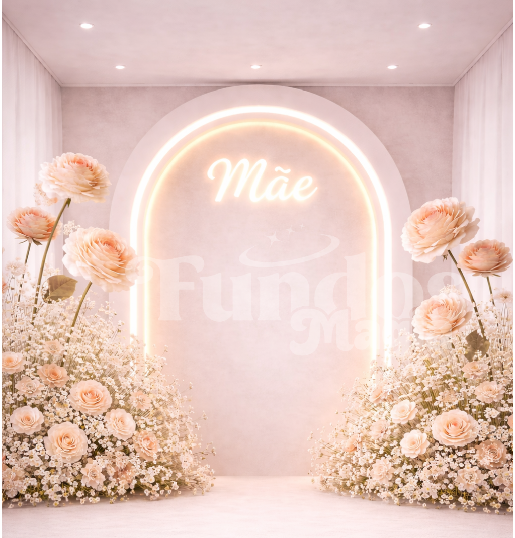 Fundo Decorativo Dia das Mães Arco Iluminado Floral