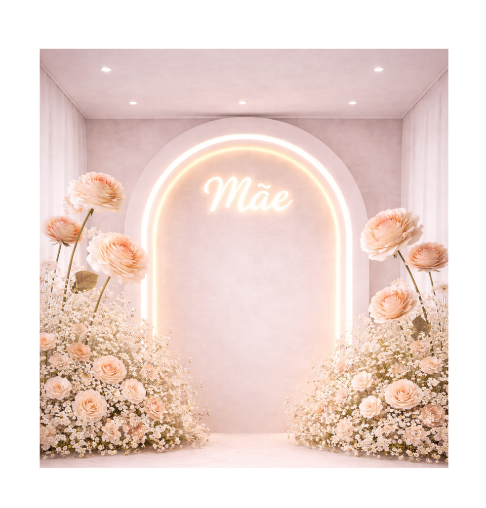 Fundo Decorativo Dia das Mães Arco Iluminado Floral
