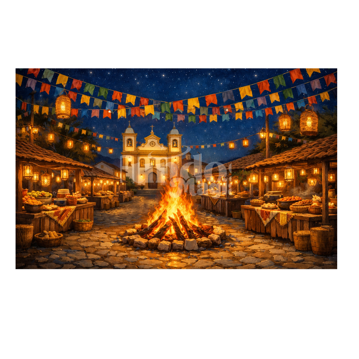 Painel Fotográfico em Tecido Festa Junina Igrejinha /1542