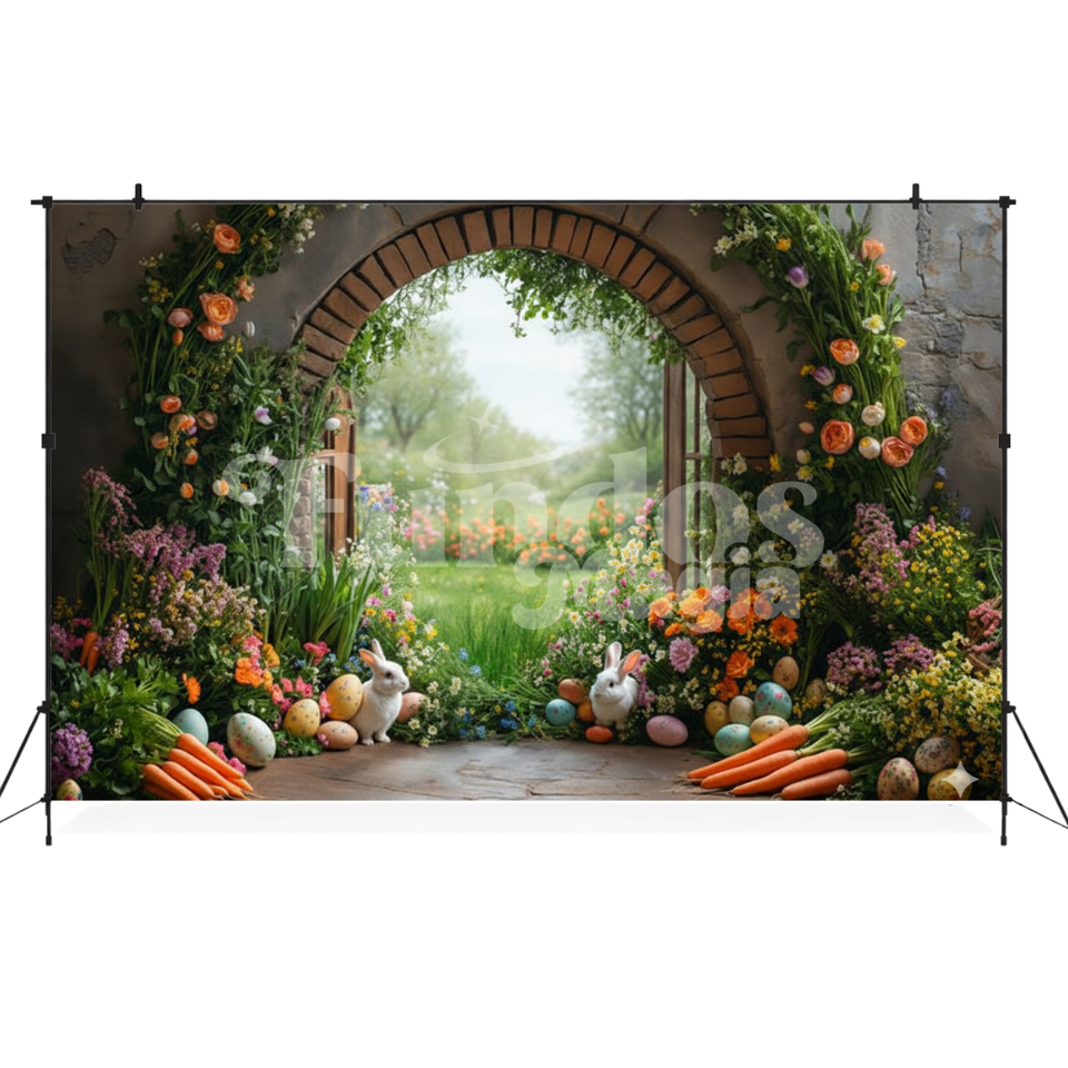 Fundo Fotográfico de Páscoa Floral Elegante