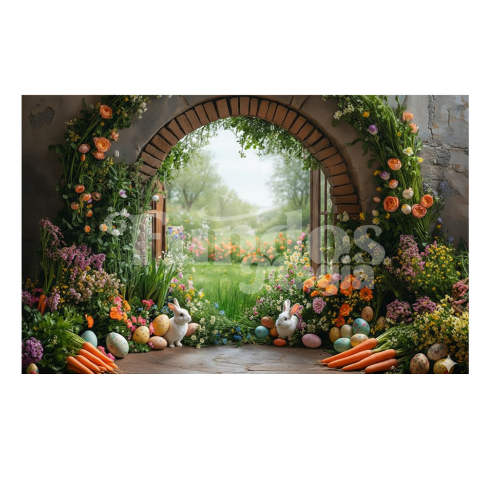 Fundo Fotográfico de Páscoa Floral Elegante