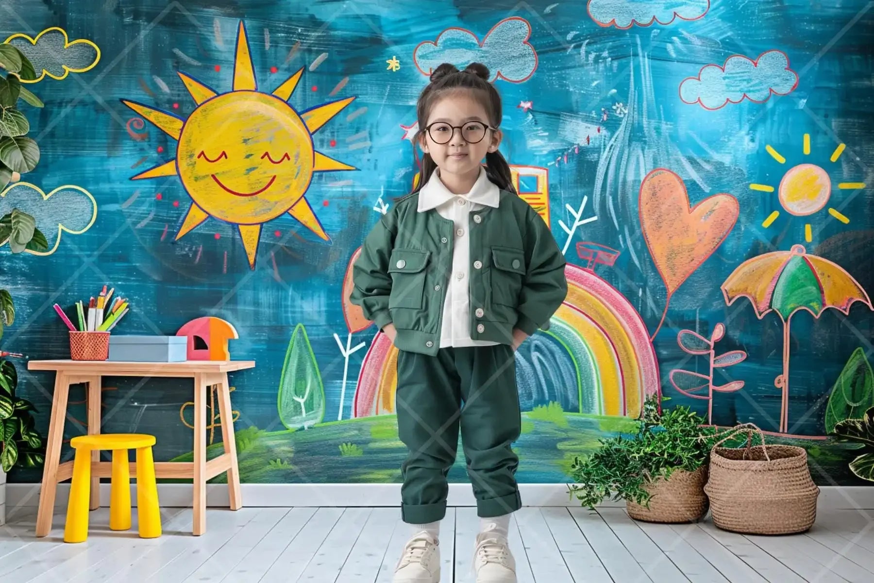 Painel ABC Céu e Arco-íris Infantil