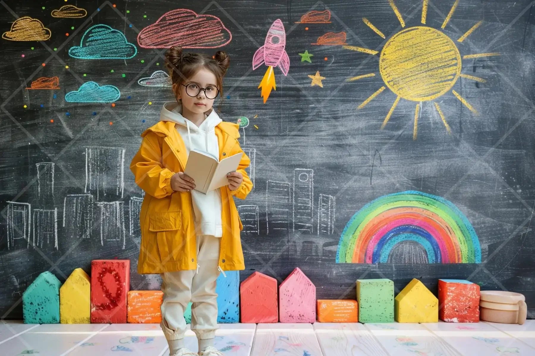 Painel ABC Céu e Arco-íris Infantil