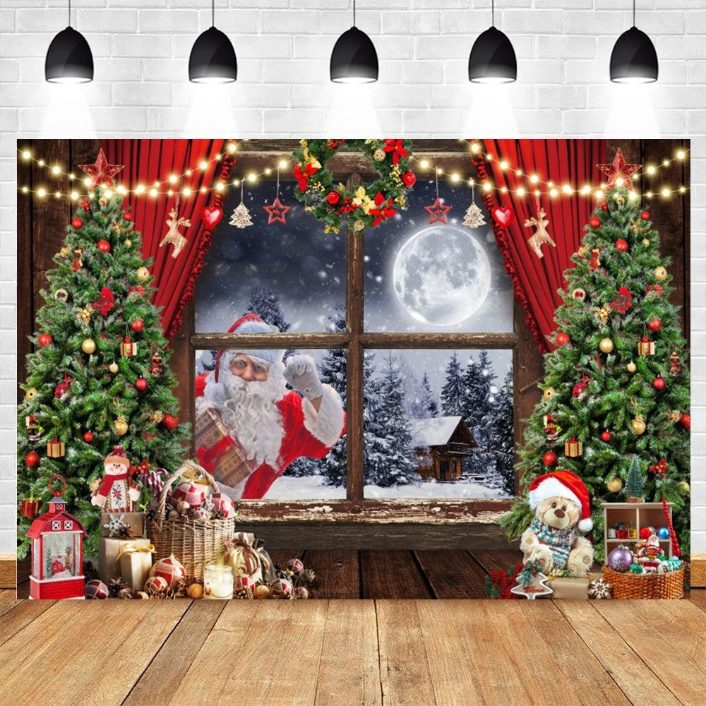 Fundo Decorativo de Natal Instalação Rápida e Fácil Papai Noel