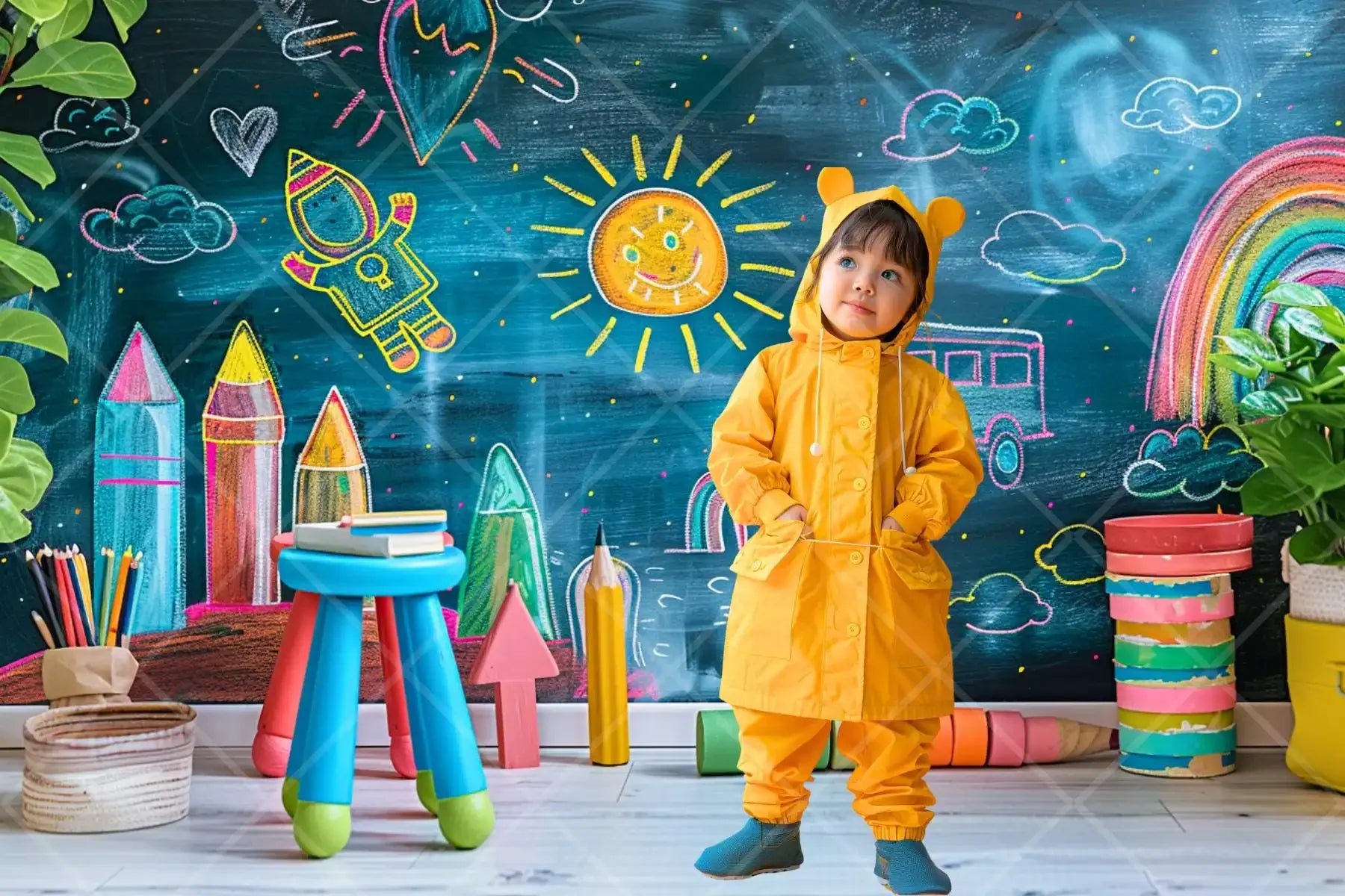 Painel ABC Céu e Arco-íris Infantil