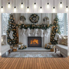 Fundo decorativo de Natal Instalação Rápida e Fácil Branco