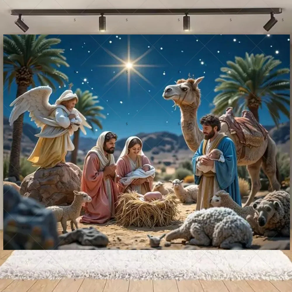 Fundo Decorativo de Natal Presépio